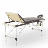 Стол массажный складной (переносной) алюминиевый JFAL01A 3-секционный коричневый/кремовый