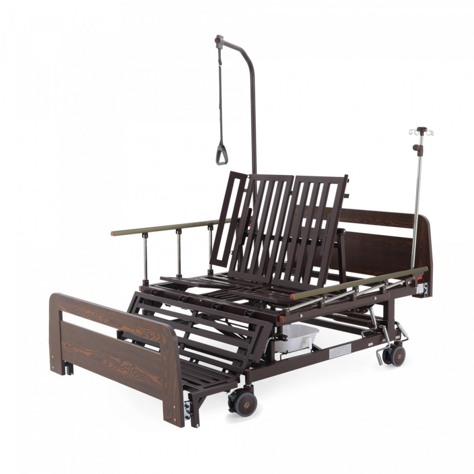 Медицинская кровать для лежачих больных MED-MOS E-45A (ЛДСП венге) ширина ложемента 120 см, с матрасом